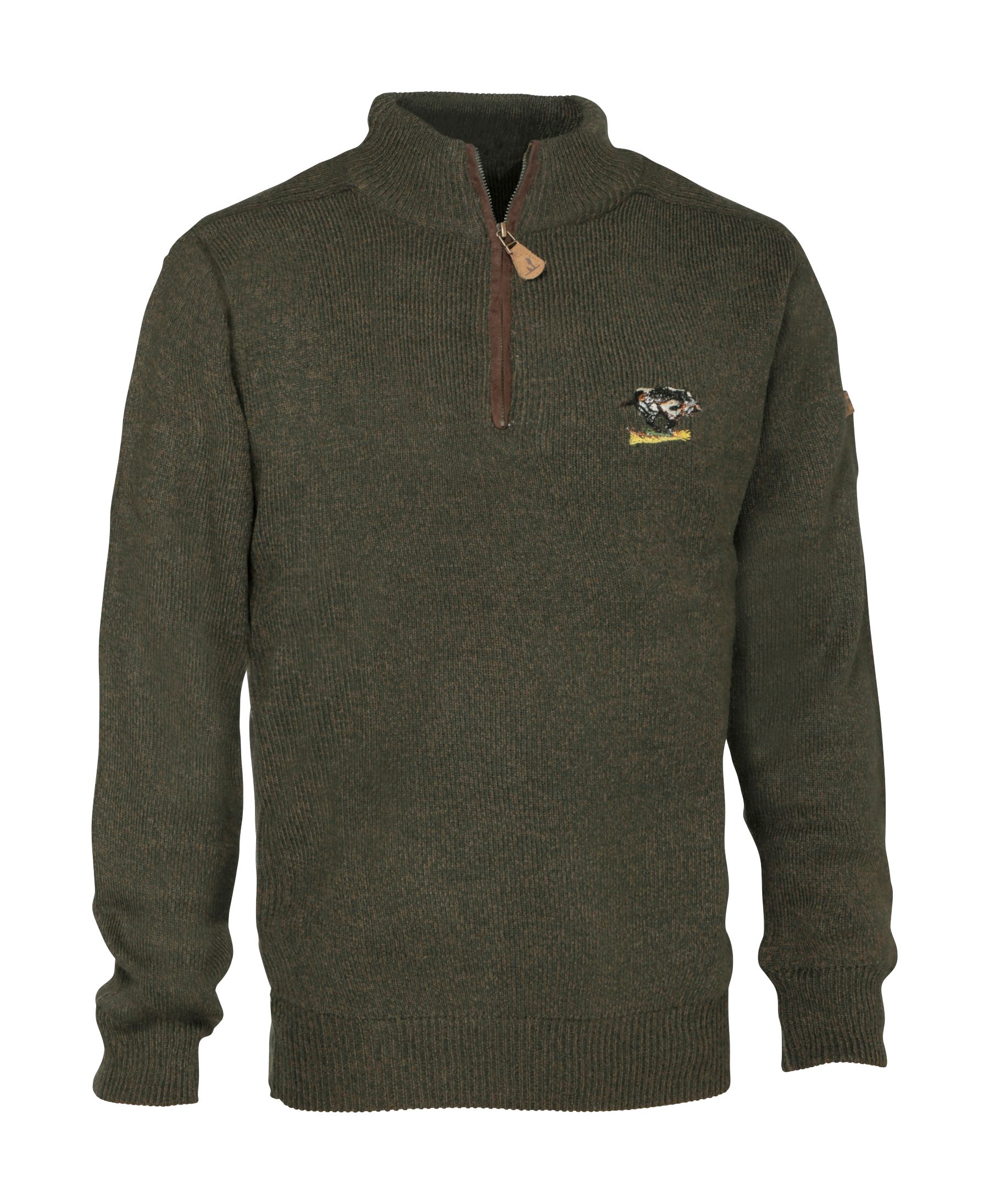 Percussion Zipped Sweatshirt With Boar - Olive - Edinburgh Outdoor Wear