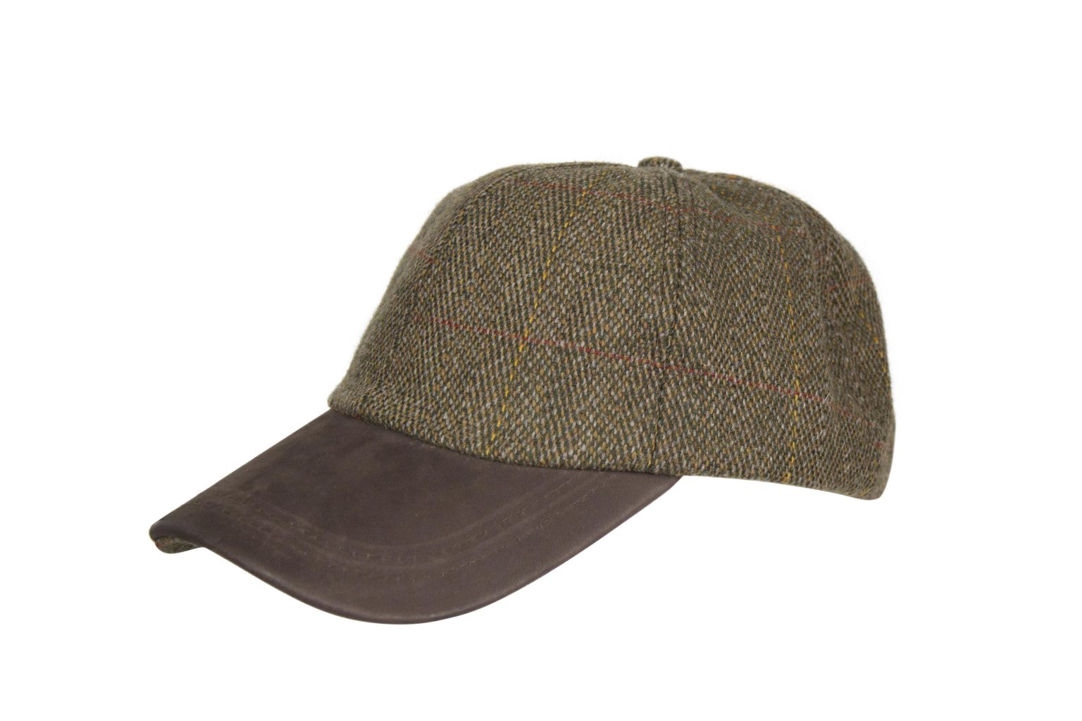 Edinburgh Outdoor Wear Leather Peak Tweed Baseball Cap - Brown ...